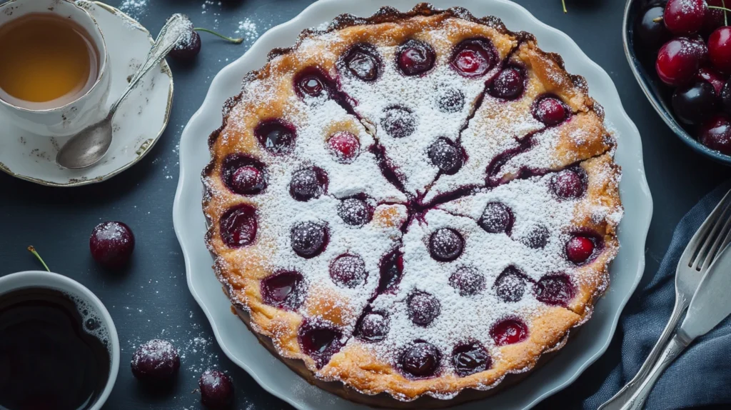 Clafoutis sans gluten tranché servi