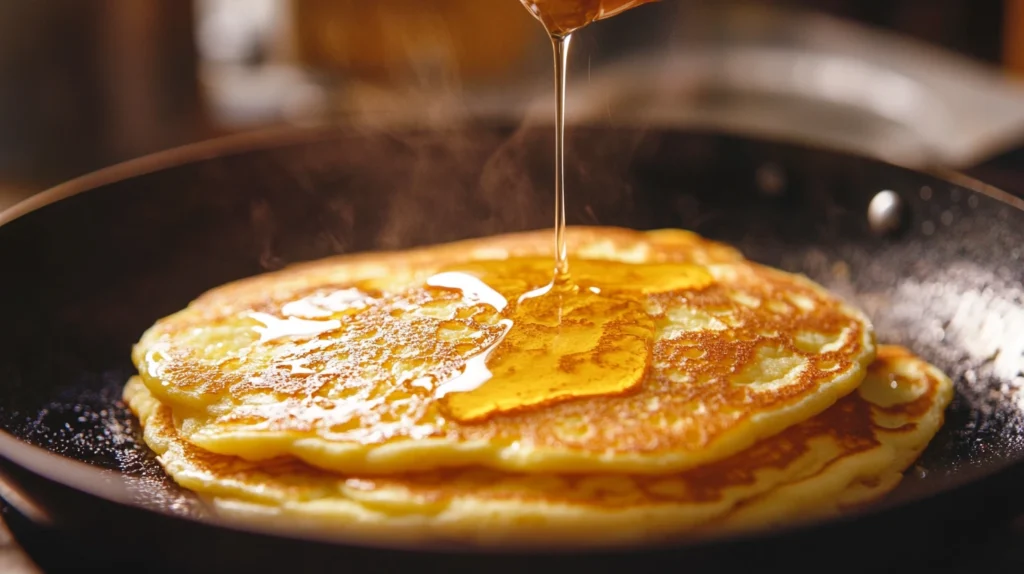 Pancakes sans gluten en cuisson