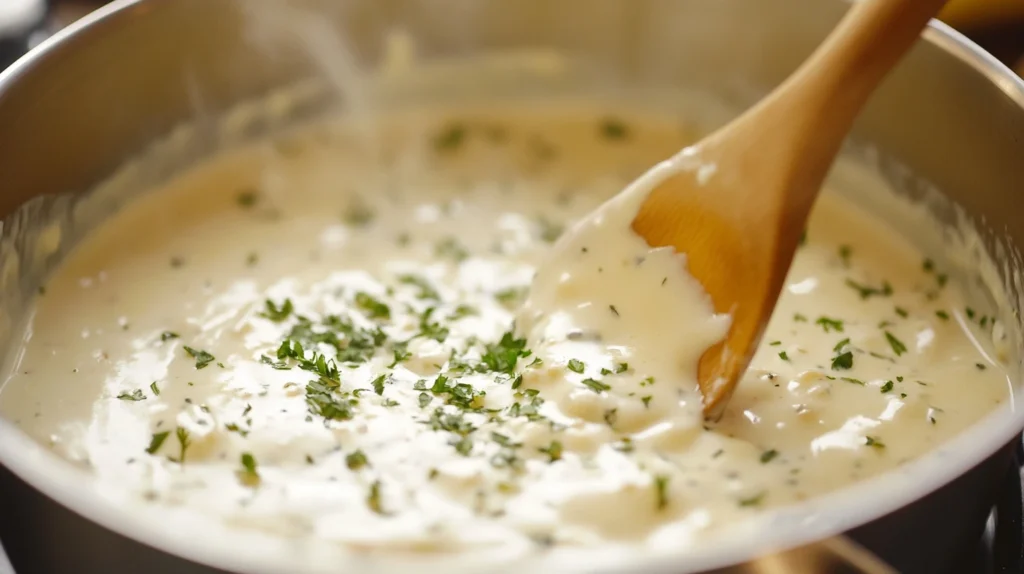 Sauce Boursin en préparation