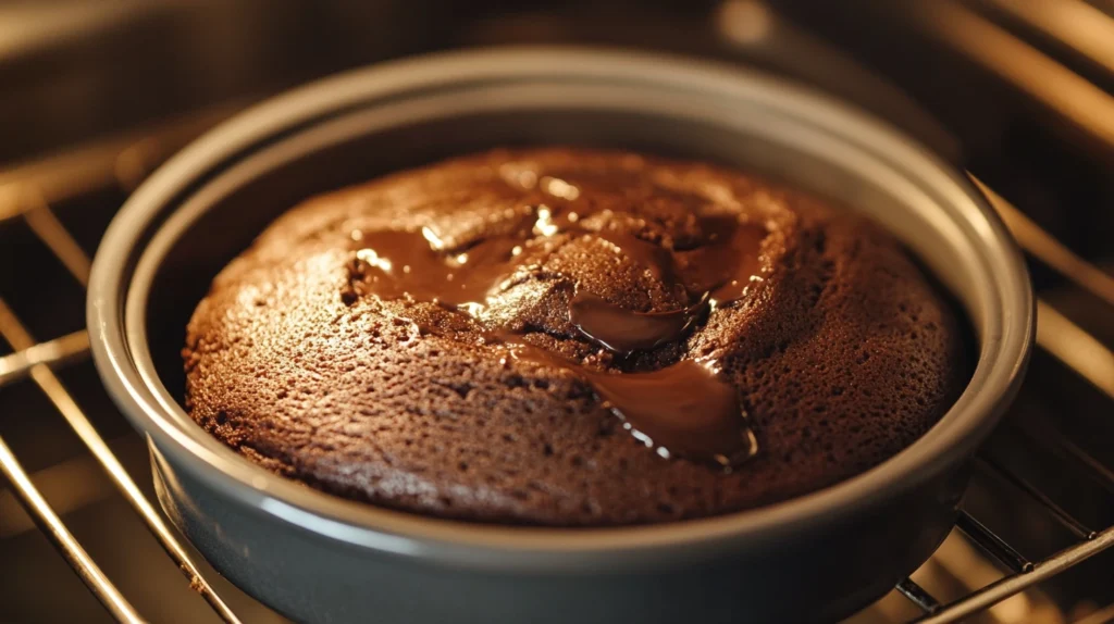 fondant chocolat sans gluten en cuisson