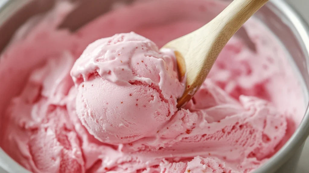 Glace fraise maison en congélation