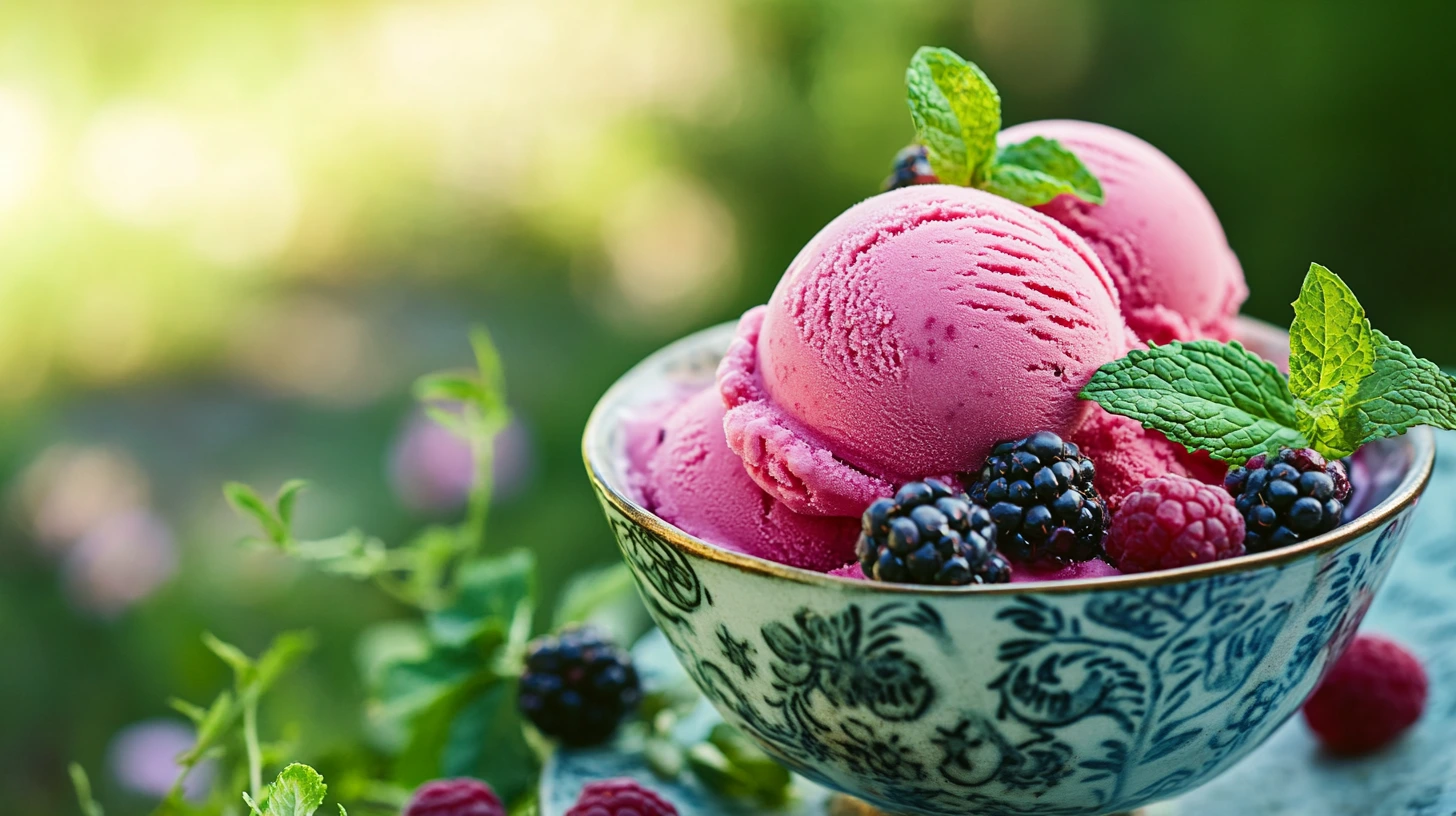 Glace sans gluten faite maison servie à la provençale