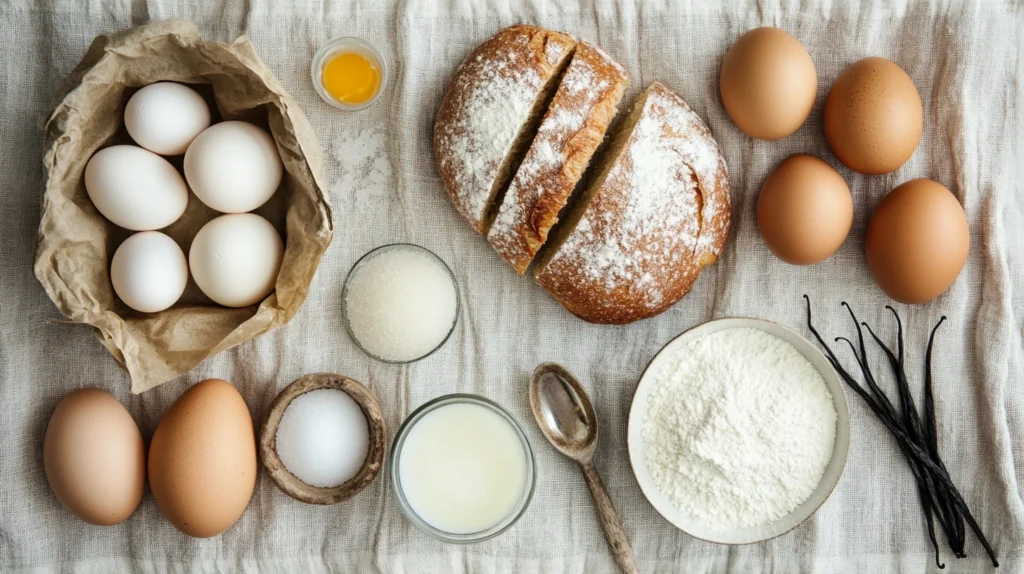 Ingrédients recette pain perdu