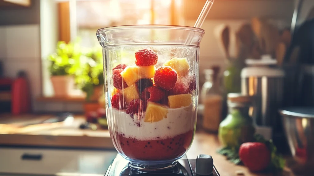 Préparation glace sans gluten au blender