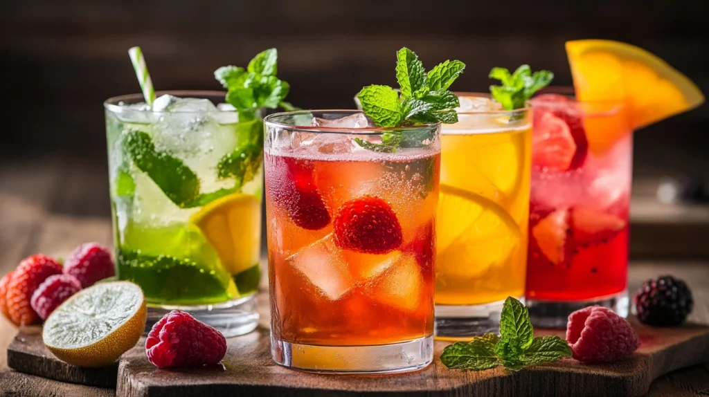 assortiment de mocktails maison colorés