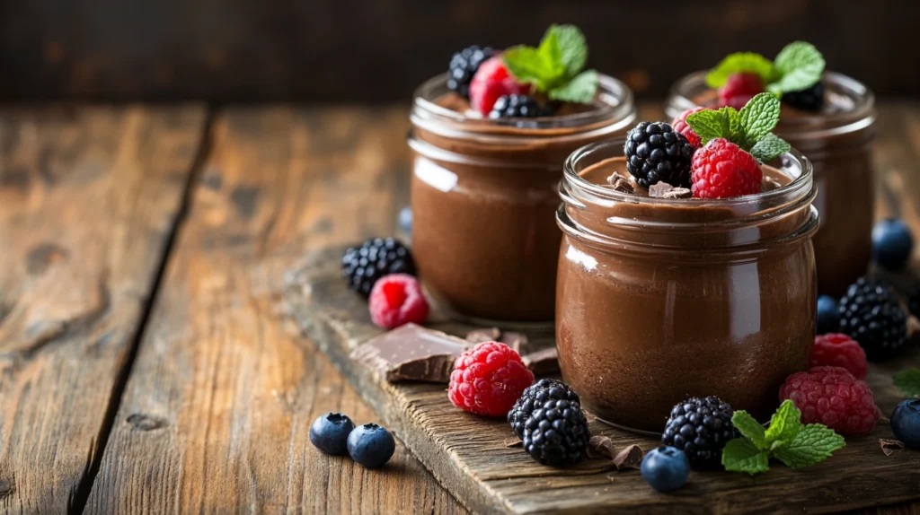 mousse chocolat sans lactose servie