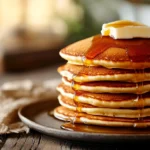 Pancakes sans gluten sur table rustique