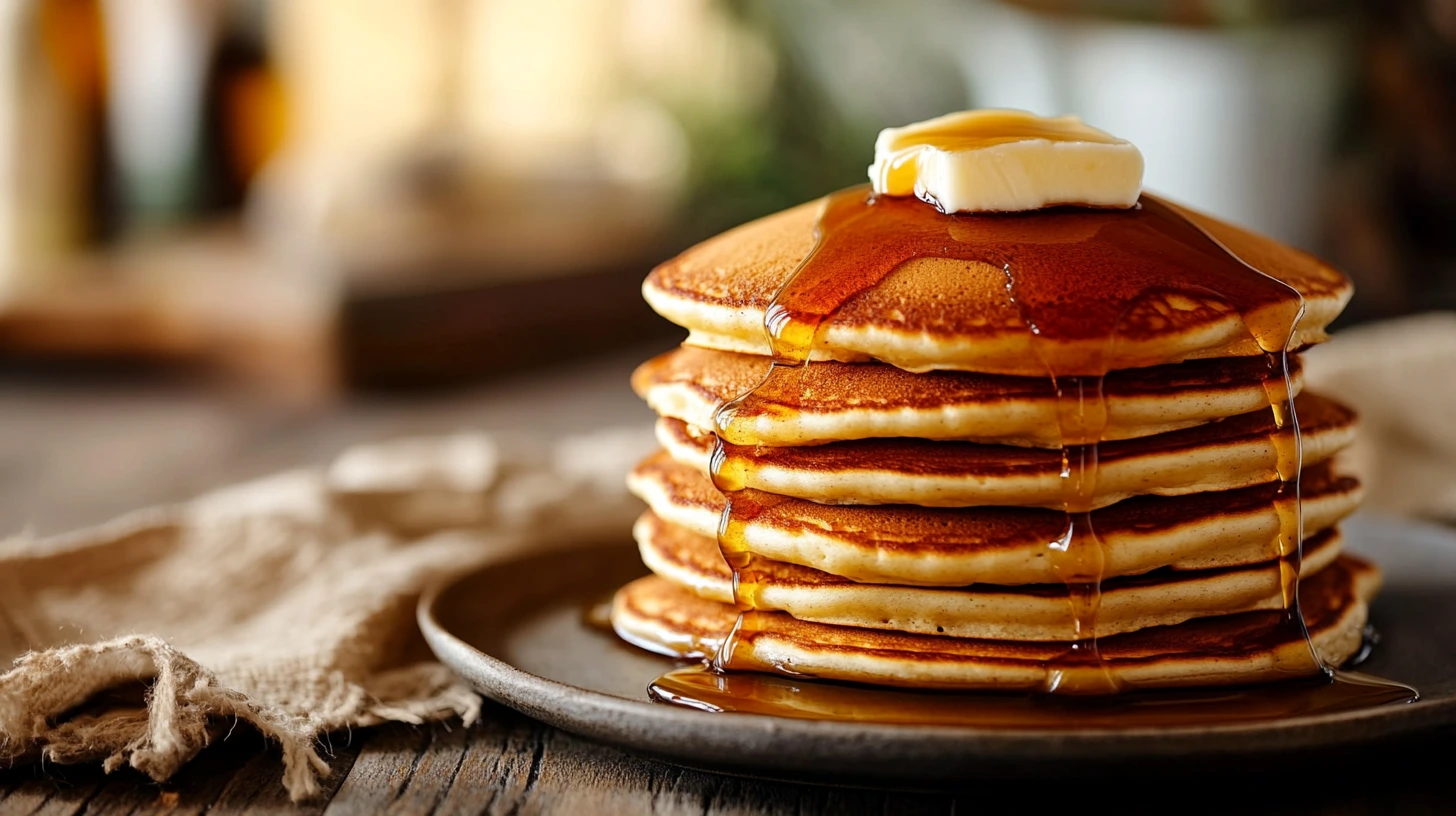Pancakes sans gluten sur table rustique