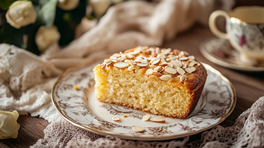 Part de gâteau sans gluten servie