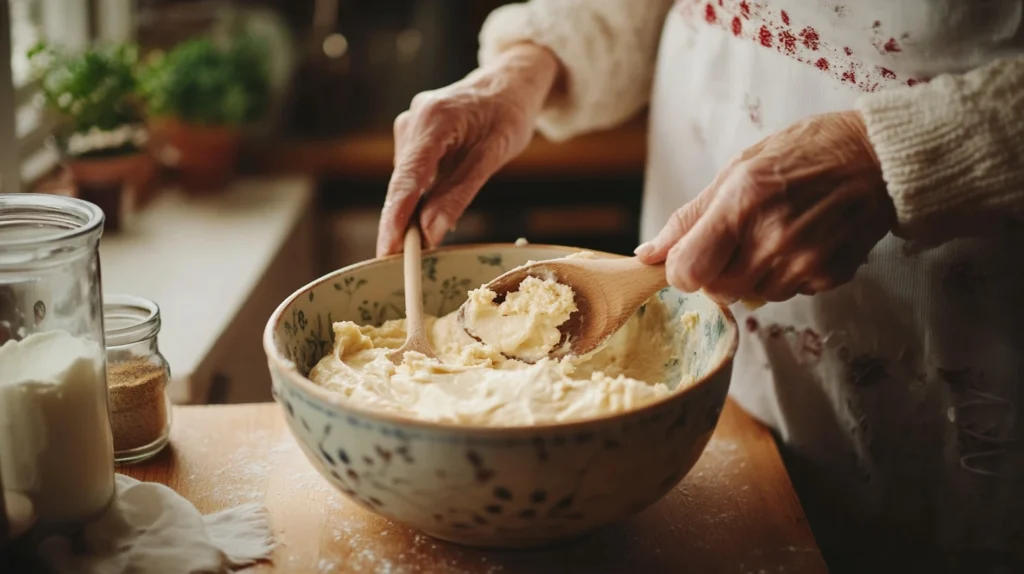 Préparation de la pâte à gâteau sans sucre