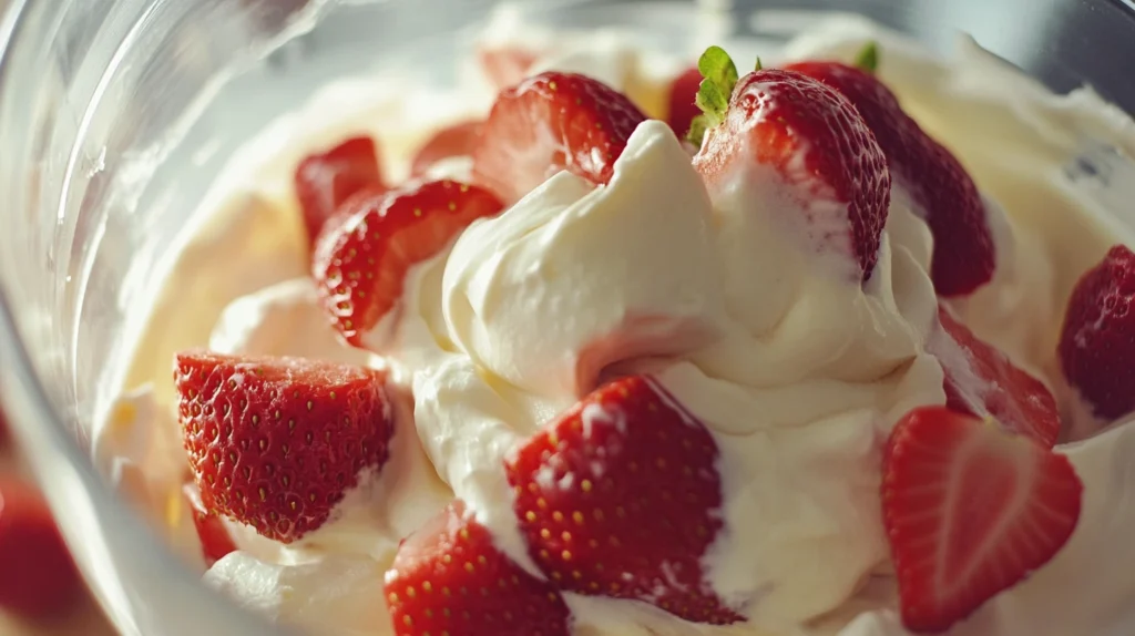 Préparation de la glace fraise