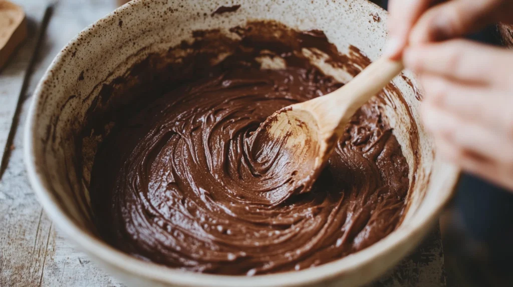 Préparation de pâte sans gluten au chocolat