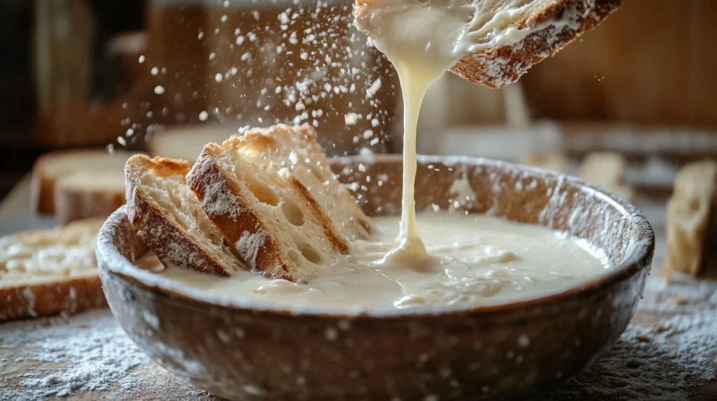 Pain rassis trempé pour pain perdu