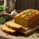 cake salé sans gluten sur planche de bois