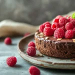 Dessert sans gluten IG bas avec chocolat et fruits rouges