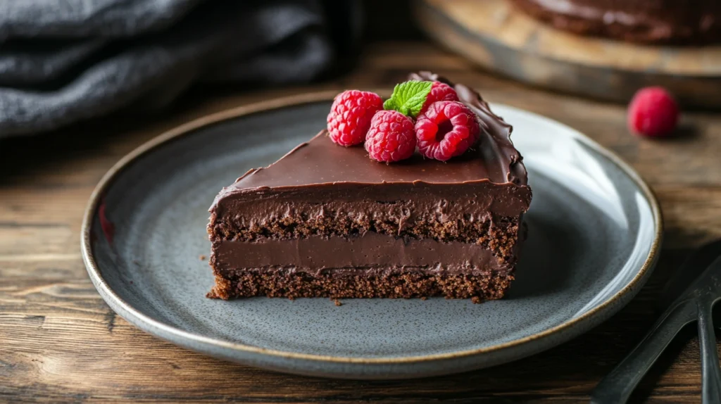 Gâteau au chocolat sans gluten IG bas avec framboises