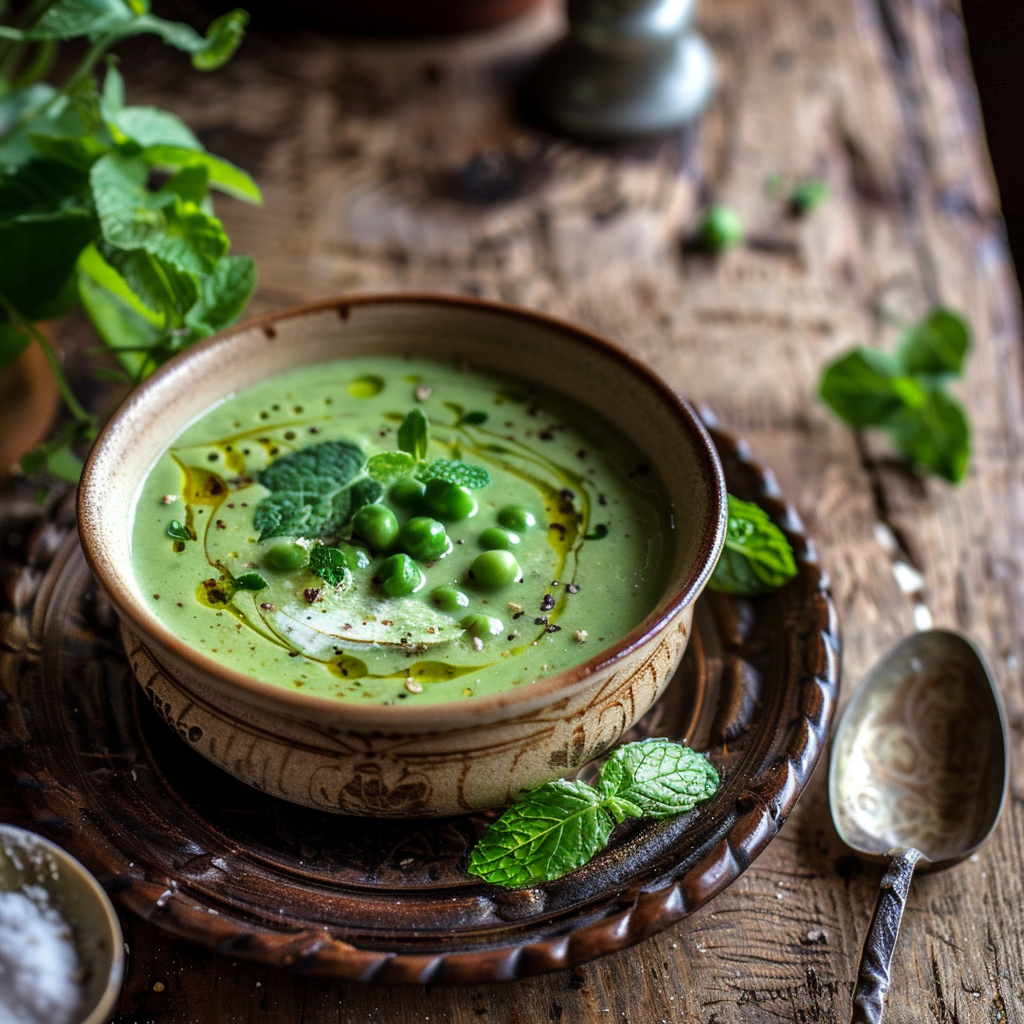 Velouté de petits pois à la menthe : Fraîcheur et douceur garanties !
