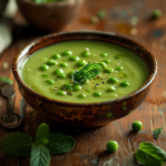 Velouté de petits pois à la menthe