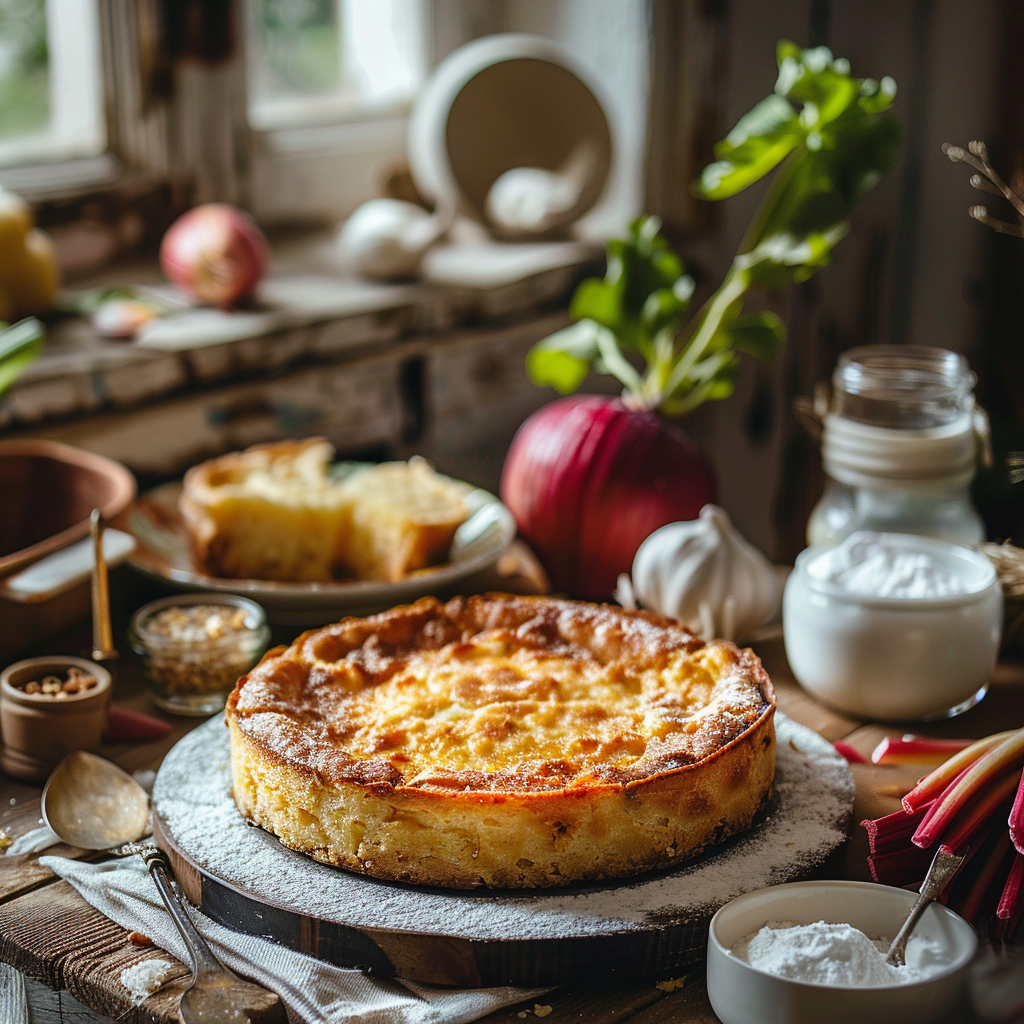 Gâteau moelleux à la rhubarbe : le délice printanier de Mamie Julia