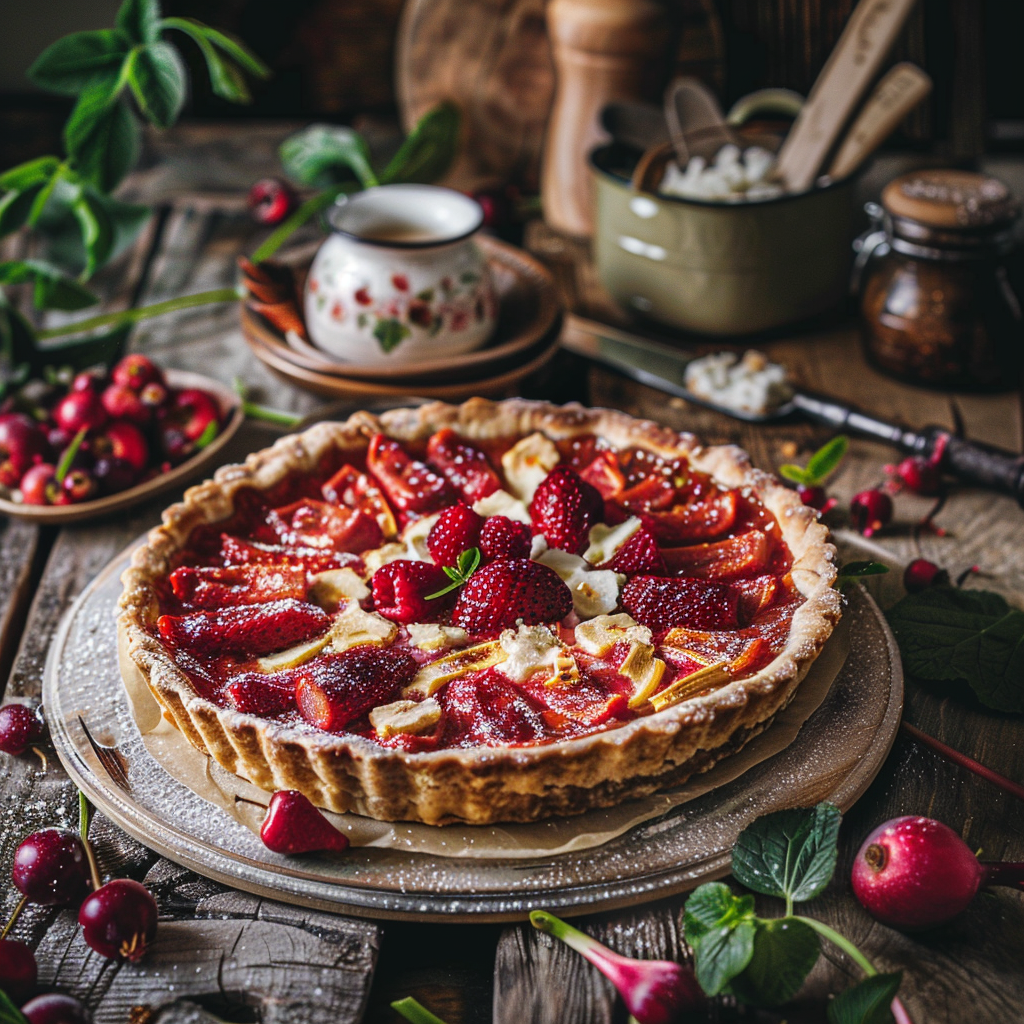 Tarte fraise rhubarbe : le réconfort fruité de Mamie Julia