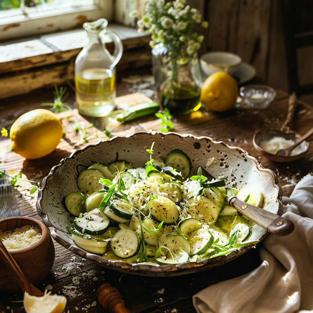 Salade de courgettes crues, citron et parmesan : une fraîcheur estivale