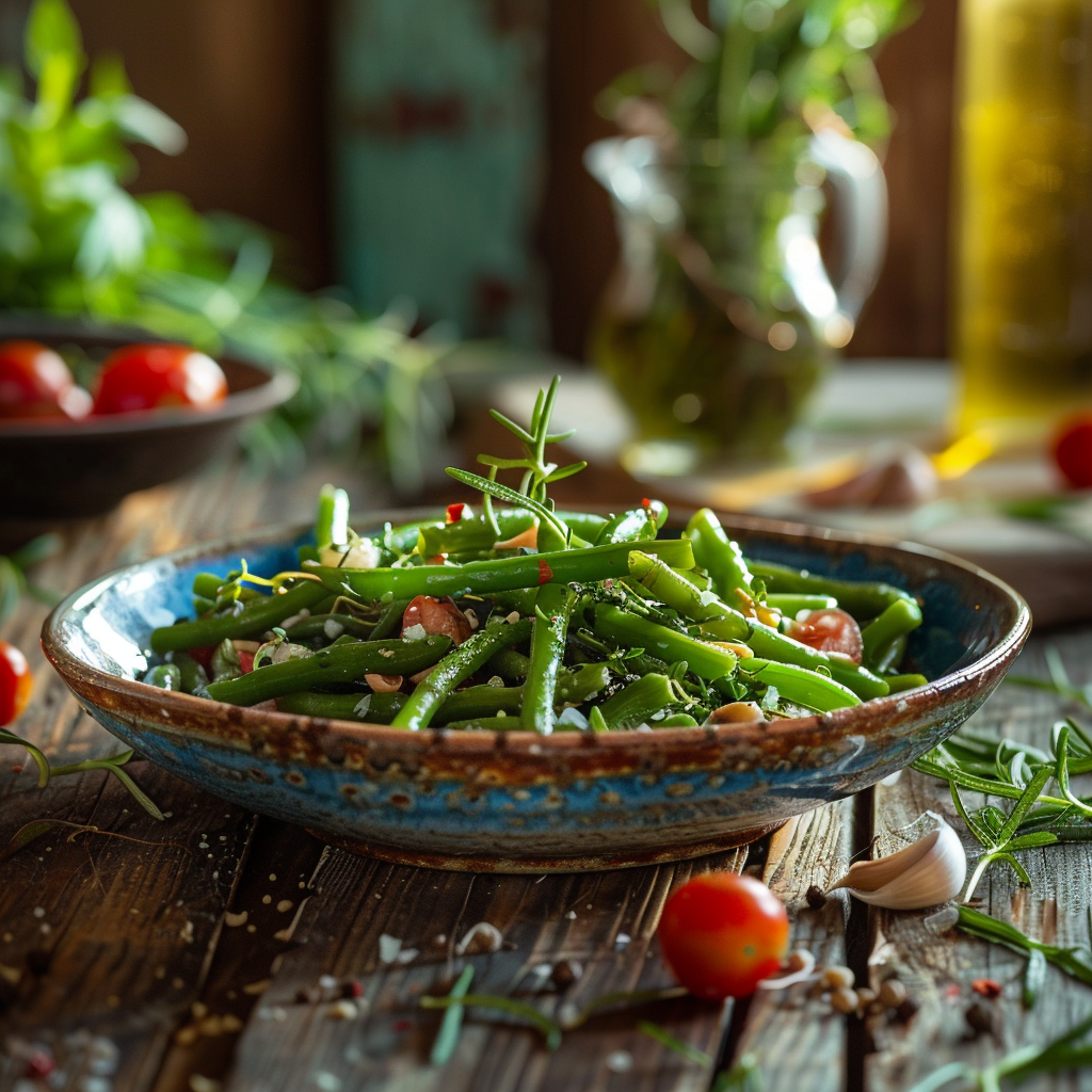 Salade de haricots verts à la vinaigrette maison de Mamie Julia
