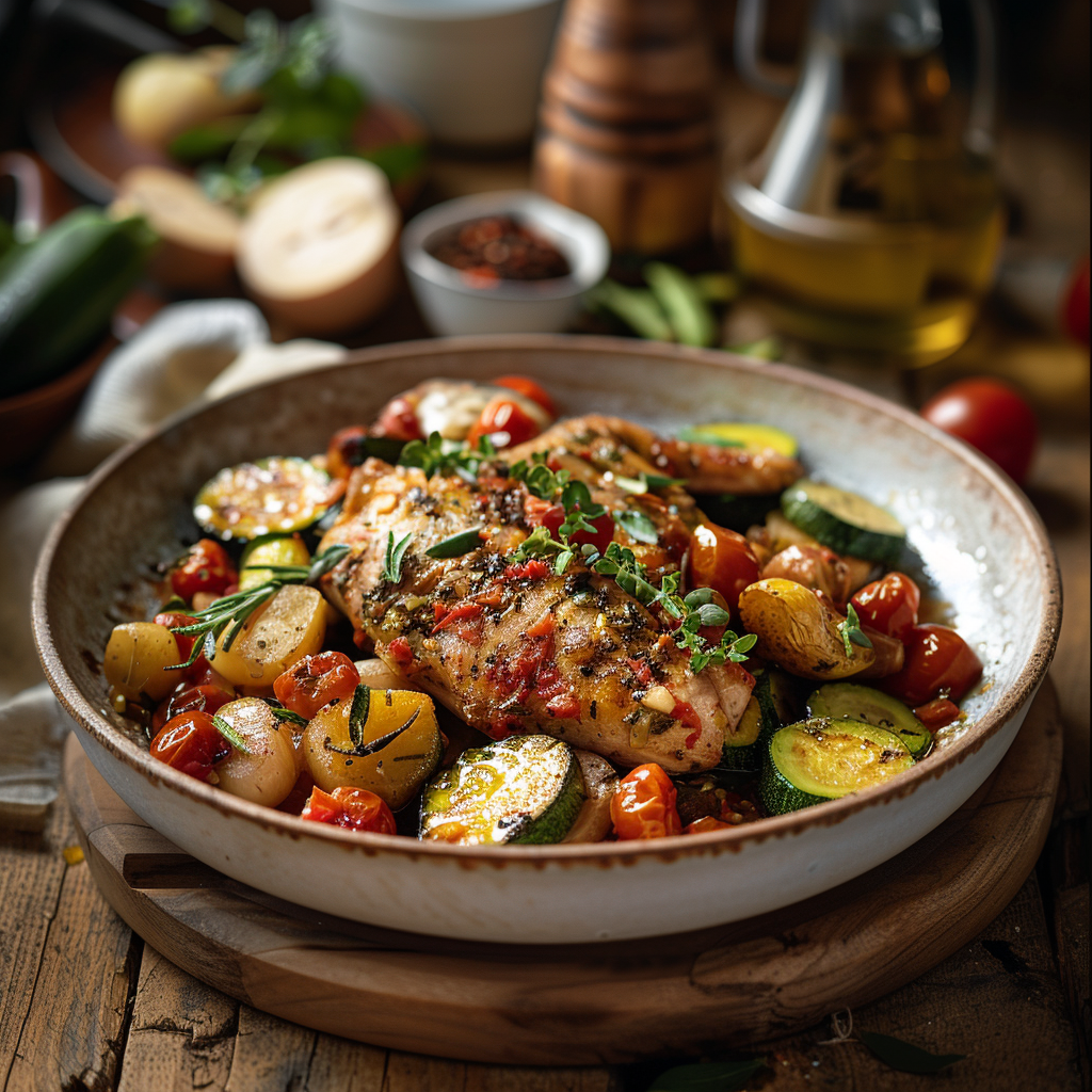 Poulet aux Courgettes et Tomates : Le Plat Familial Idéal pour le Dimanche